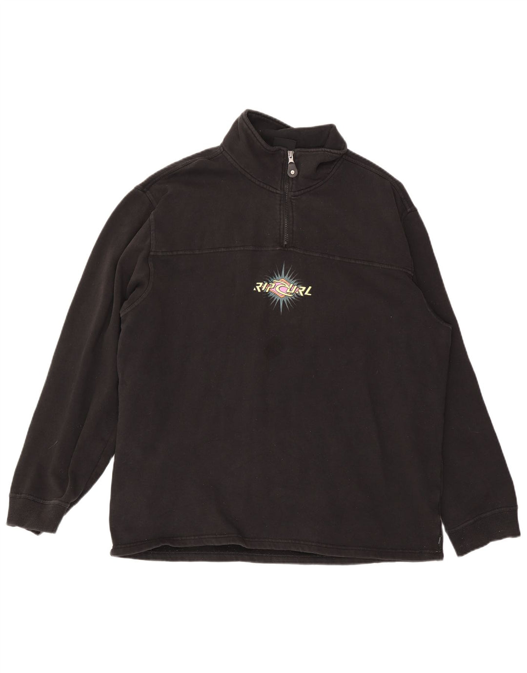 RIP CURL Veliki crni pamučni muški džemper s izrezom i patentnim zatvaračem