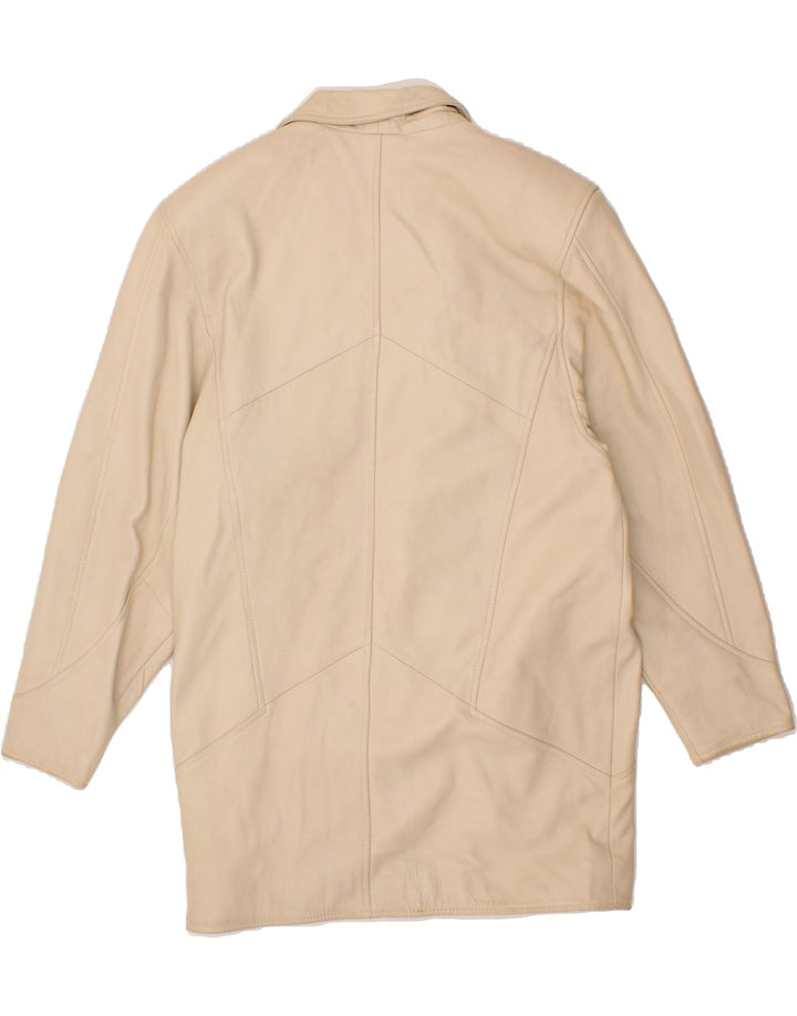 GIORGIO MOBIANI Womens Oversized Leather Coat IT 38 XS Beige Leather Vintage Giorgio Mobiani and Second-Hand Giorgio Mobiani from Messina Hembry 