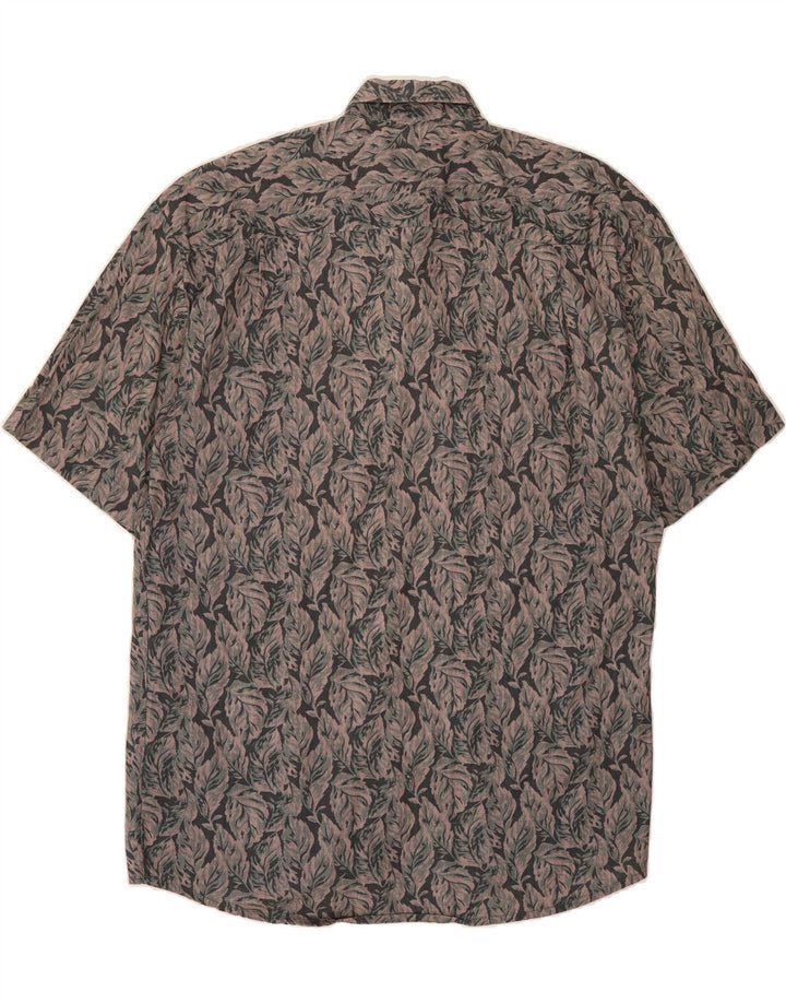 PERUZZI Mens Short Sleeve Shirt Medium Grey Floral Cotton Vintage Peruzzi and Second-Hand Peruzzi from Messina Hembry 