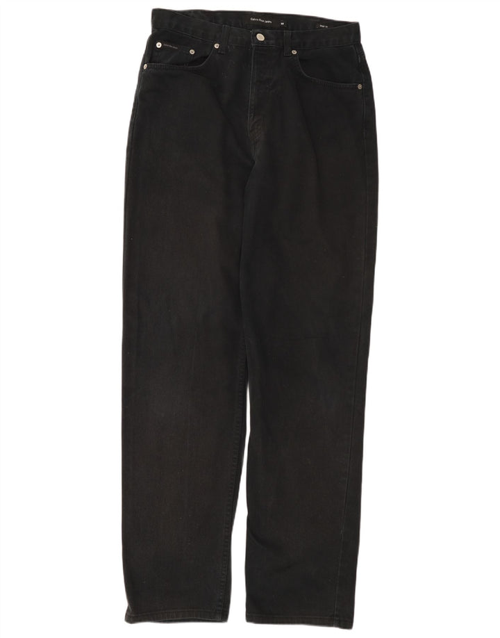 CALVIN KLEIN Muške ravne traperice Easy Fit W32 L32 Crni pamuk