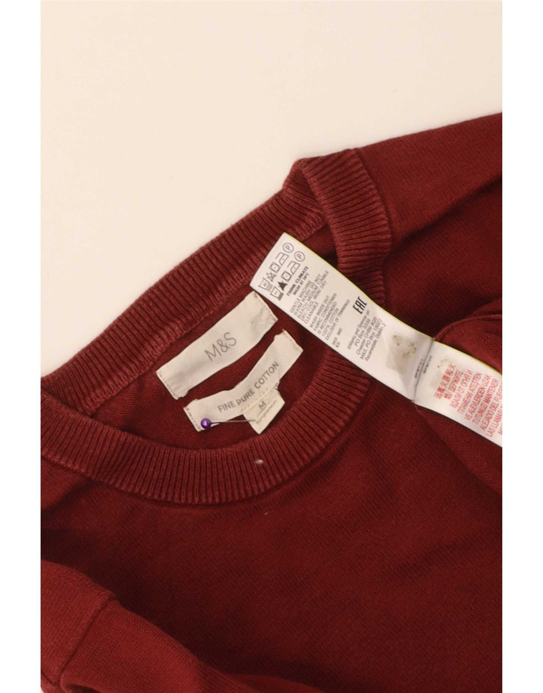 Marks & Spencer muški džemper s okruglim izrezom, srednji bordo pamuk