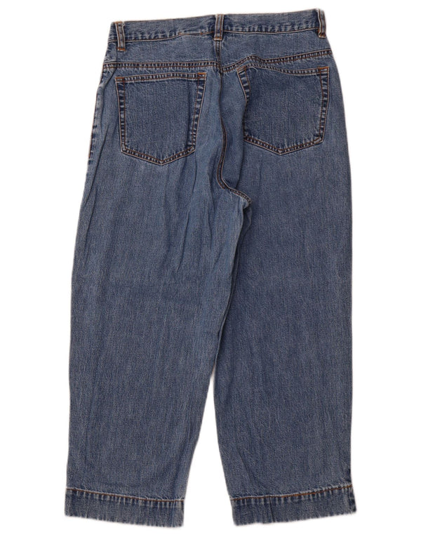 EDDIE BAUER Womens High Waist Capri Jeans US 10 Large W27 L22 Blue Cotton