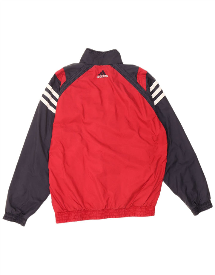 ADIDAS Boys Tracksuit Top Jacket 15-16 Years Red Colourblock Polyamide
