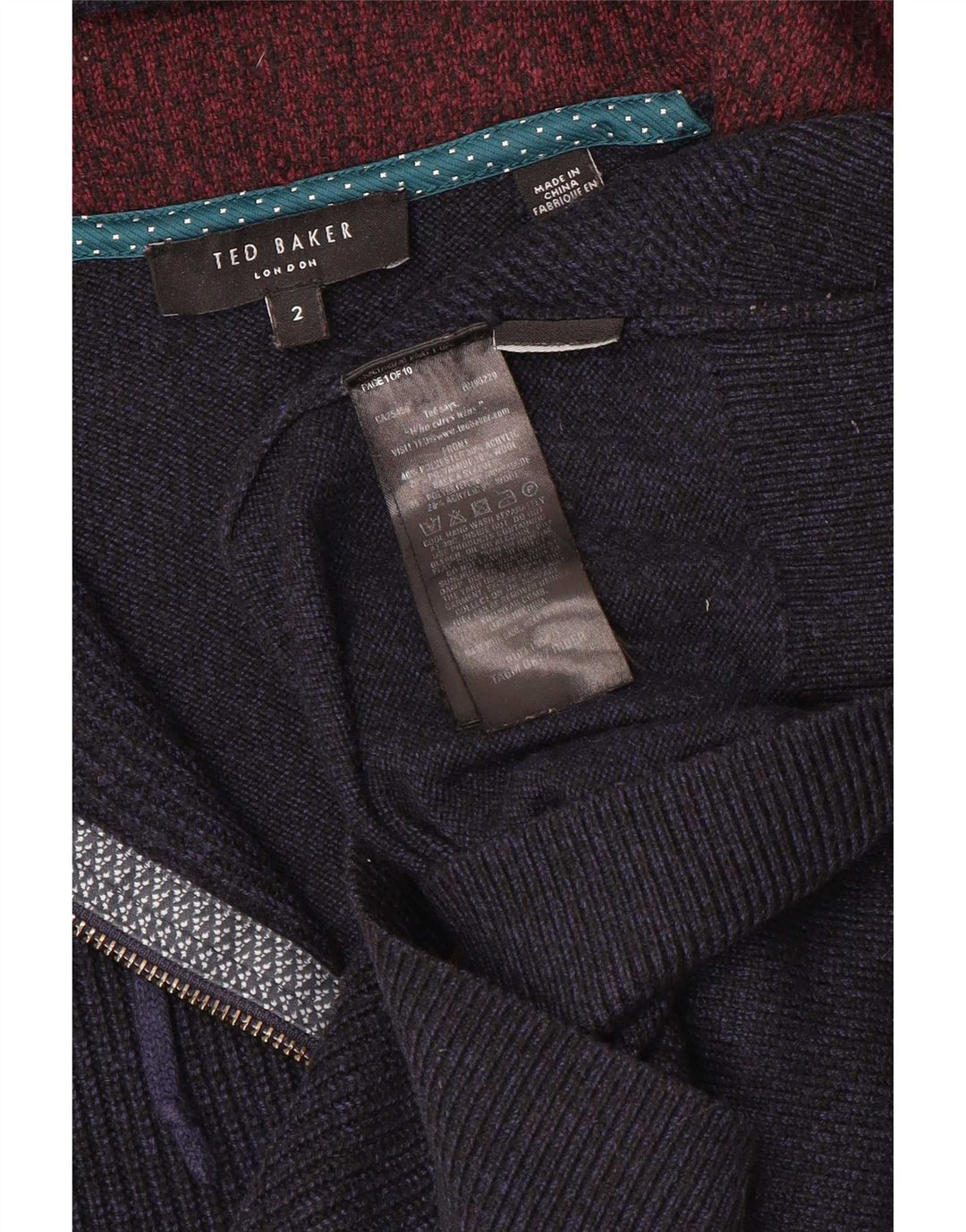 Ted Baker, muški kardigan s kapuljačom, punim patentnim zatvaračem, veličina 2, mali tamnoplavi