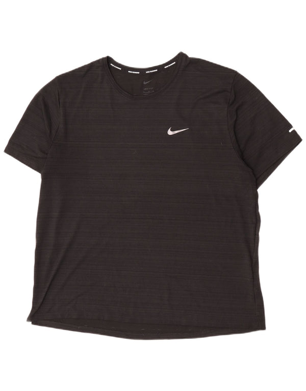 Nike Ženska Dri Fit majica kratkih rukava UK 18 XL crni prugasti poliester