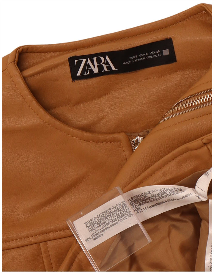 Zara ženska jakna od umjetne kože UK 10 Small Beige Poliester