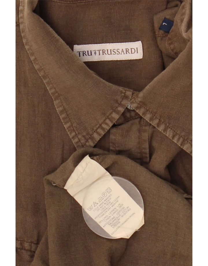Trussardi muška košulja Large kaki lan