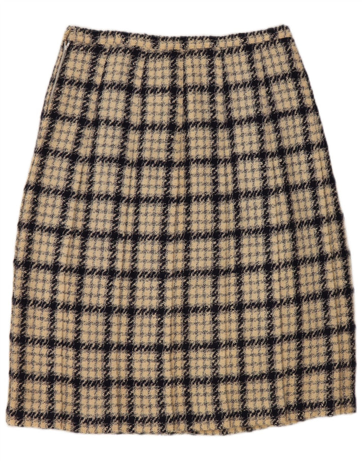 VINTAGE ženska suknja A-kroja W30 srednje bež karirane boje