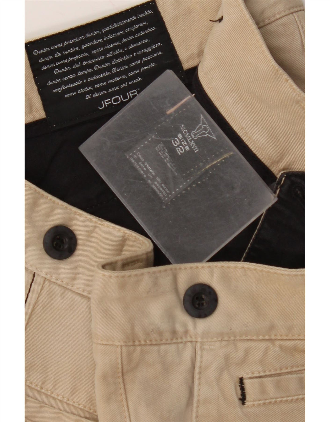 VINTAGE muške uske chino hlače W32 L33 bež pamuk