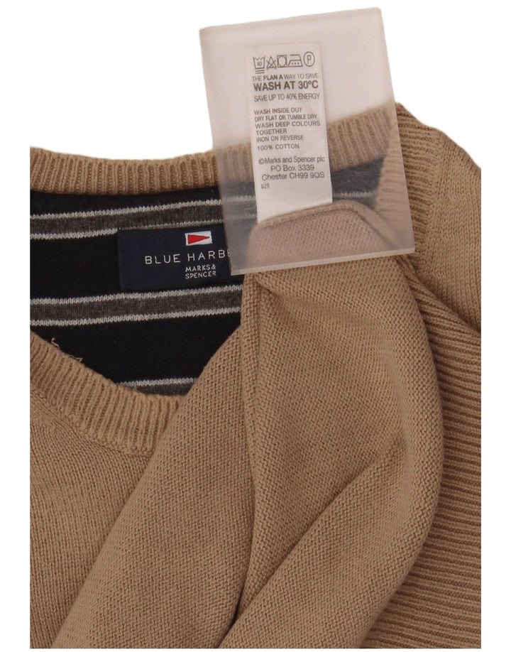 MARKS & SPENCER Muški pulover s okruglim izrezom Blue Harbor XL, bež pamuk