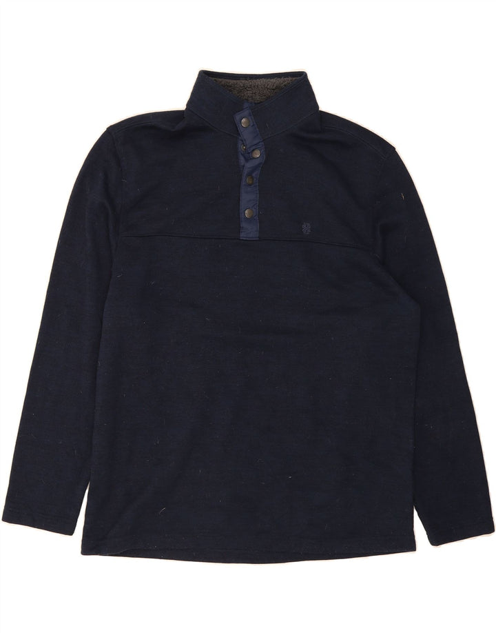 IZOD Mens Button Neck Sweatshirt Jumper Large Navy Blue Vintage Izod and Second-Hand Izod from Messina Hembry 