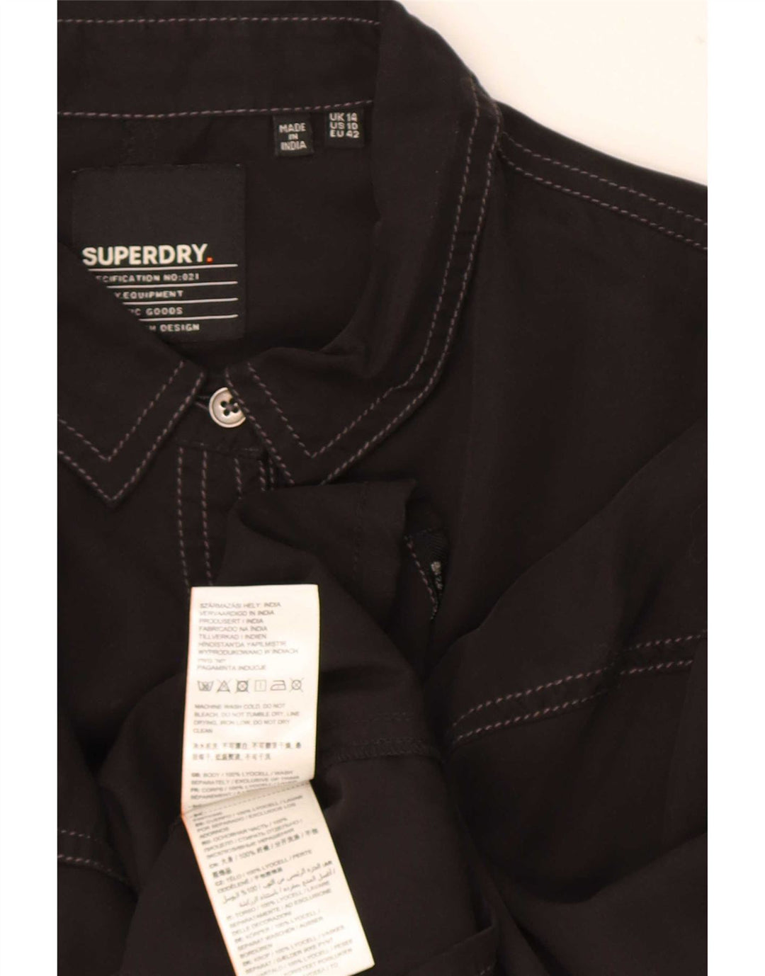 Superdry ženska prevelika košulja UK 14 Veliki crni liocel