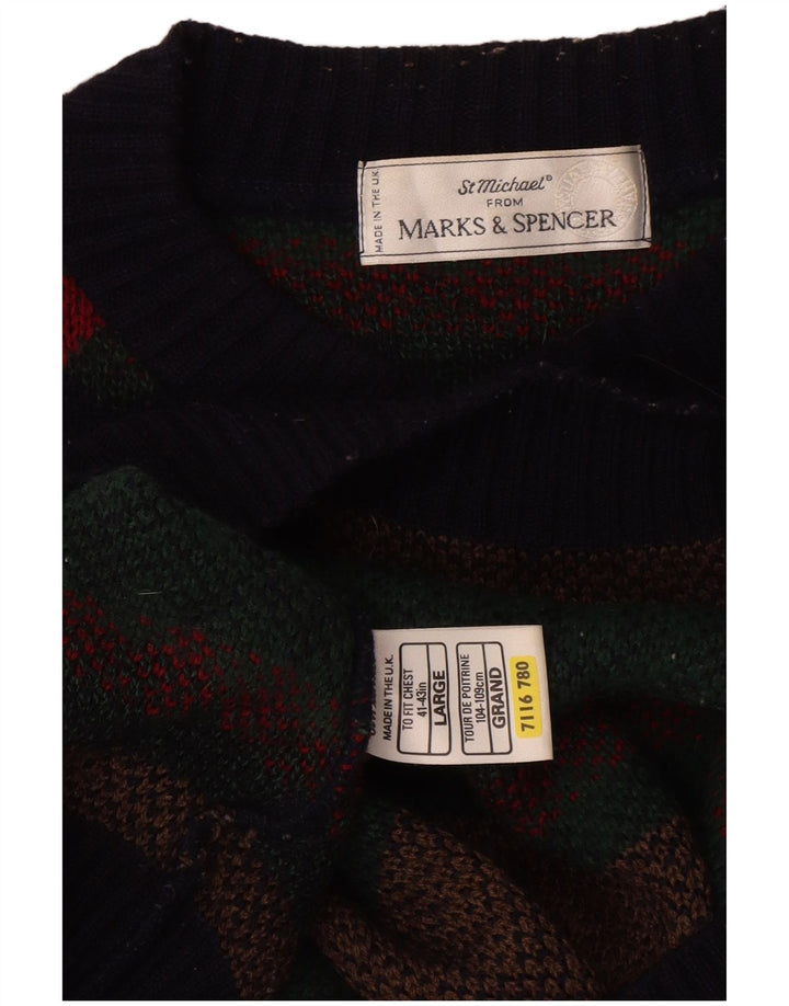 Veliki višebojni muški džemper s okruglim izrezom Marks & Spencer