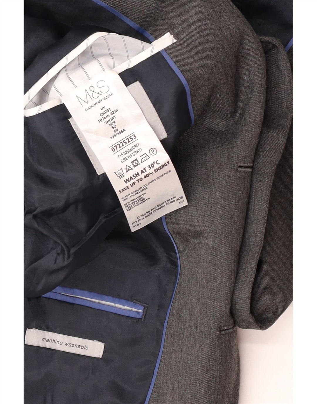 Marks & Spencer muška jakna sa 2 gumba IT 42 XL sivi poliester
