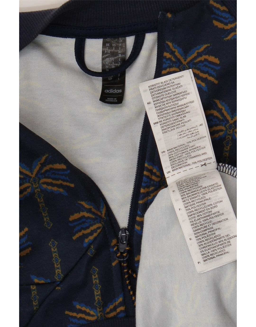 ADIDAS Ženska gornja jakna trenirke UK 8/10 Mala tamnoplava cvjetna