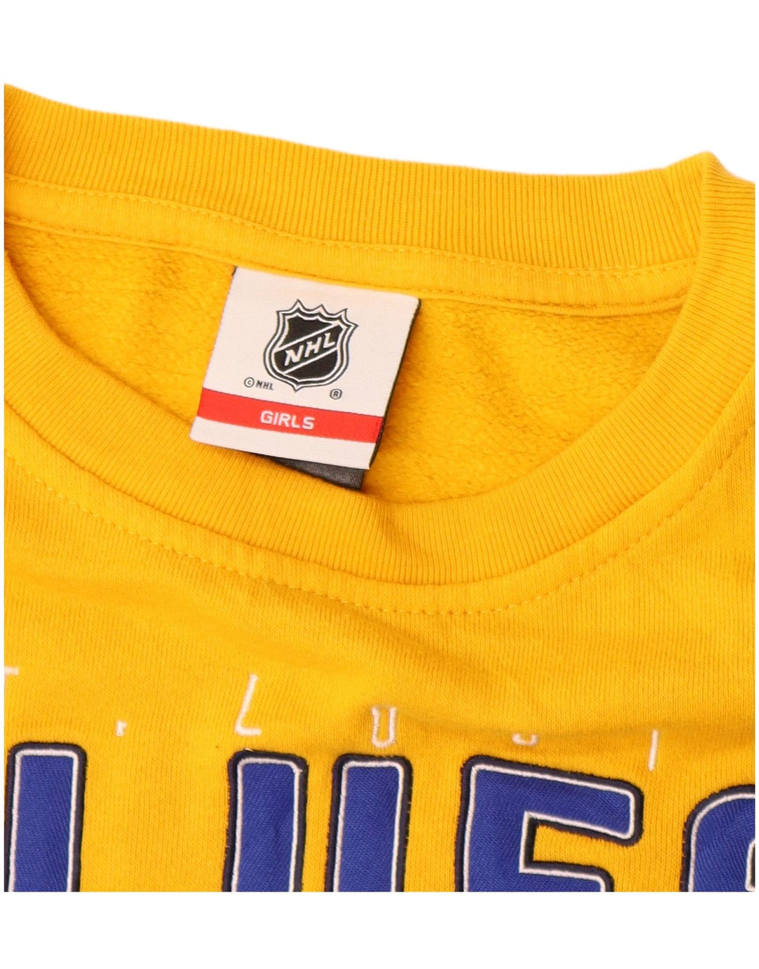 NHL Girls Crop Graphic Sweatshirt Džemper 7-8 Years Yellow Colourblock
