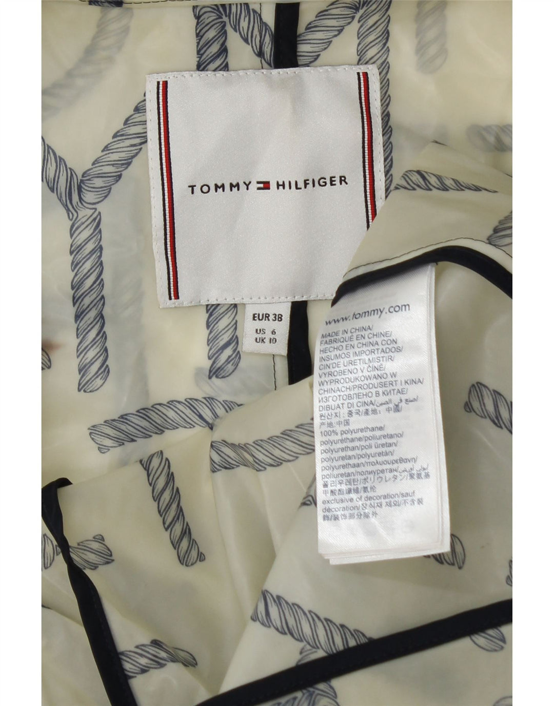 Tommy Hilfiger Ženska grafička kabanica UK 10 Small off white poliuretan