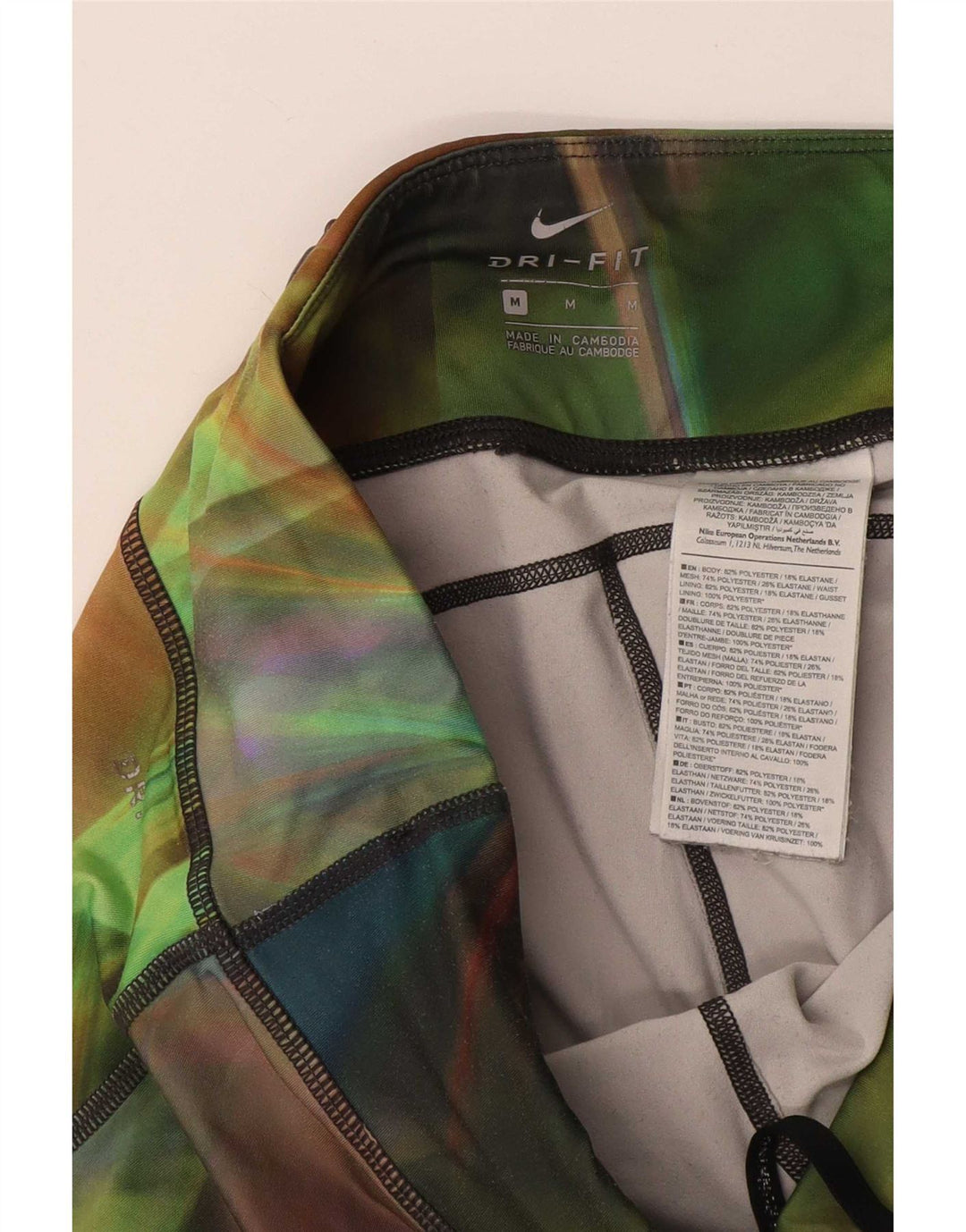 Nike Ženske Dri Fit Capri Leggings UK 14 srednje raznobojne boje na kravatu