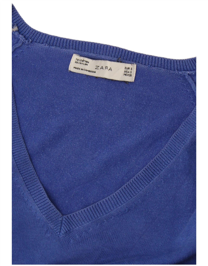 Zara ženski džemper s V-izrezom UK 10 Small Blue