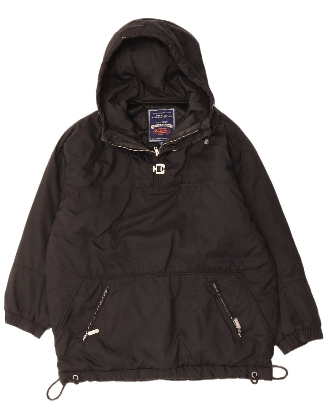 KNOCK OUT Boys Graphic Pullover Padded Jacket 13-14 Years Black Nylon