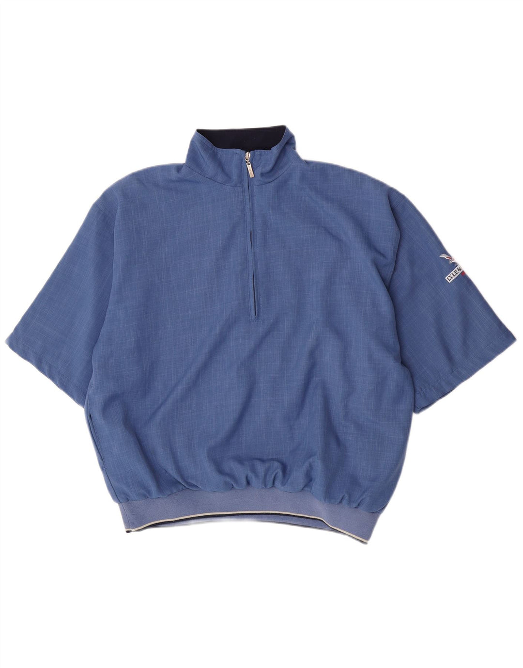 Gornji dio muške trenirke kratkih rukava s patentnim izrezom i srednje plave boje Lyle & Scott