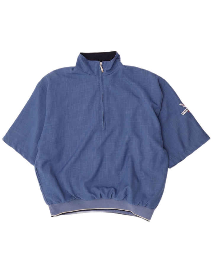 Gornji dio muške trenirke kratkih rukava s patentnim izrezom i srednje plave boje Lyle & Scott