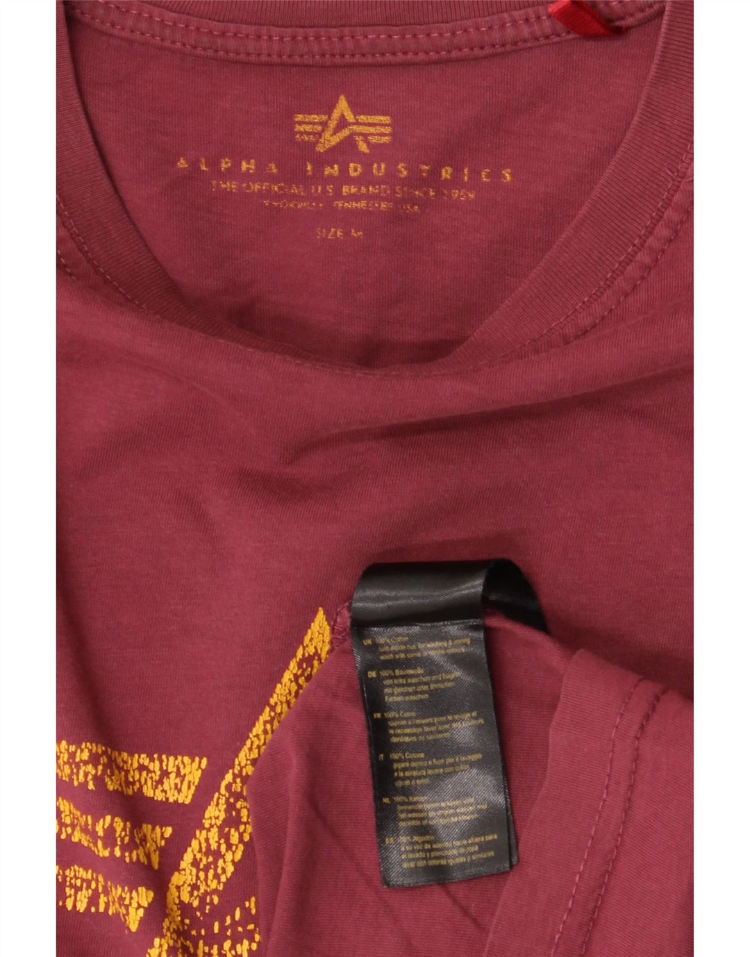 ALPHA INDUSTRIES Ženska grafička majica kratkih rukava UK 14 srednje tamnocrvena pamuk