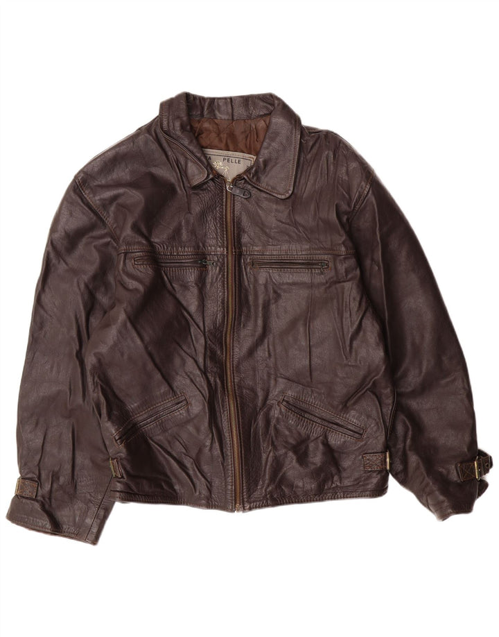 VINTAGE muška kožna jakna UK 42 XL smeđa koža