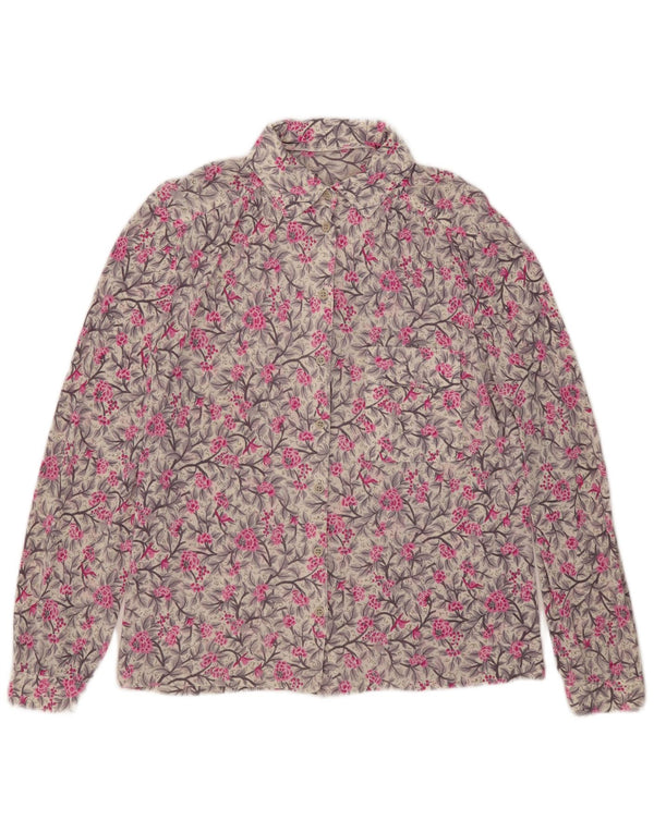 Vintage ženska košulja bluza UK 16 velika siva cvjetna