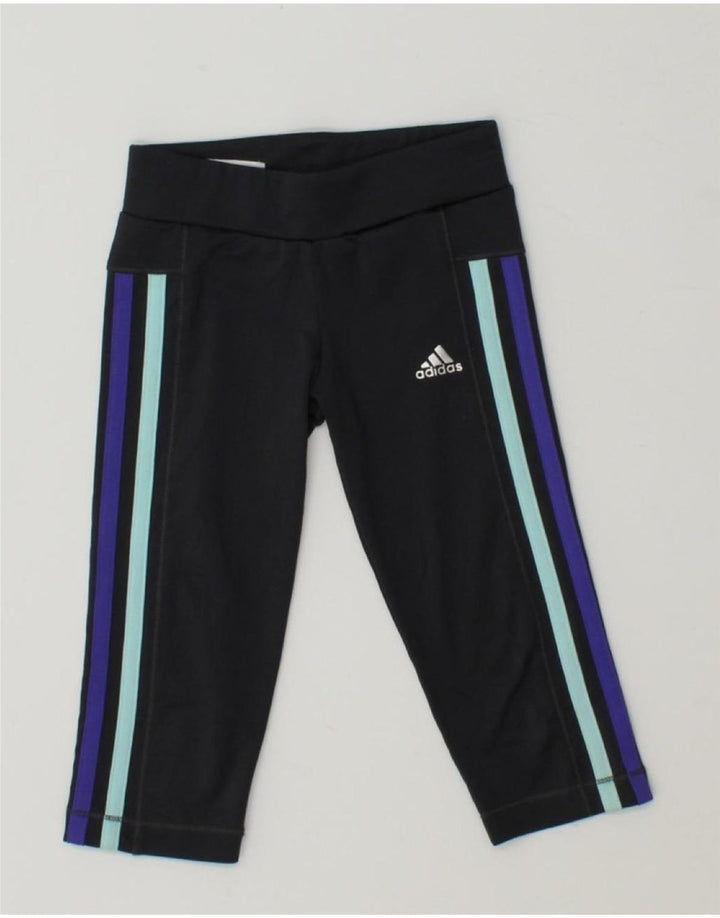 ADIDAS Girls Leggings 4-5 Years Black Polyester Vintage Adidas and Second-Hand Adidas from Messina Hembry 