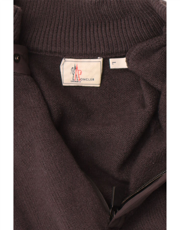 Moncler muški džemper s izrezom i velikim sivim vunenim puloverom