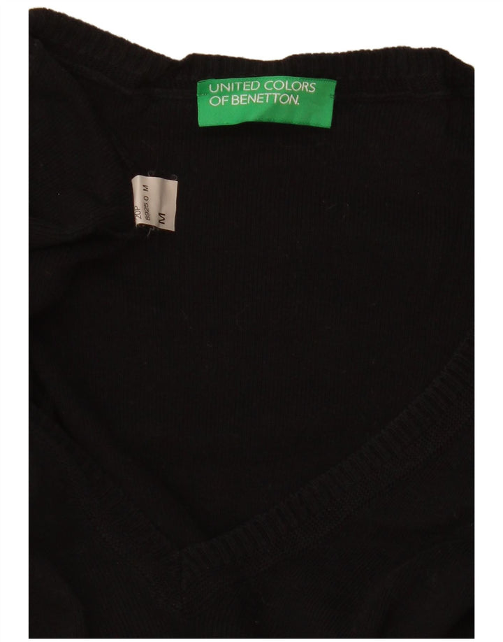 Benetton ženski džemper s V-izrezom UK 12 srednje crne boje