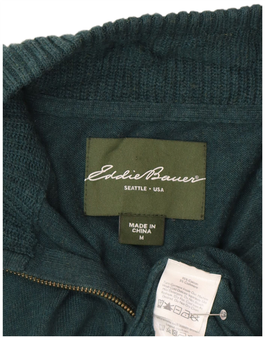 Eddie Bauer muški džemper s izrezom i srednje zelenim pamukom