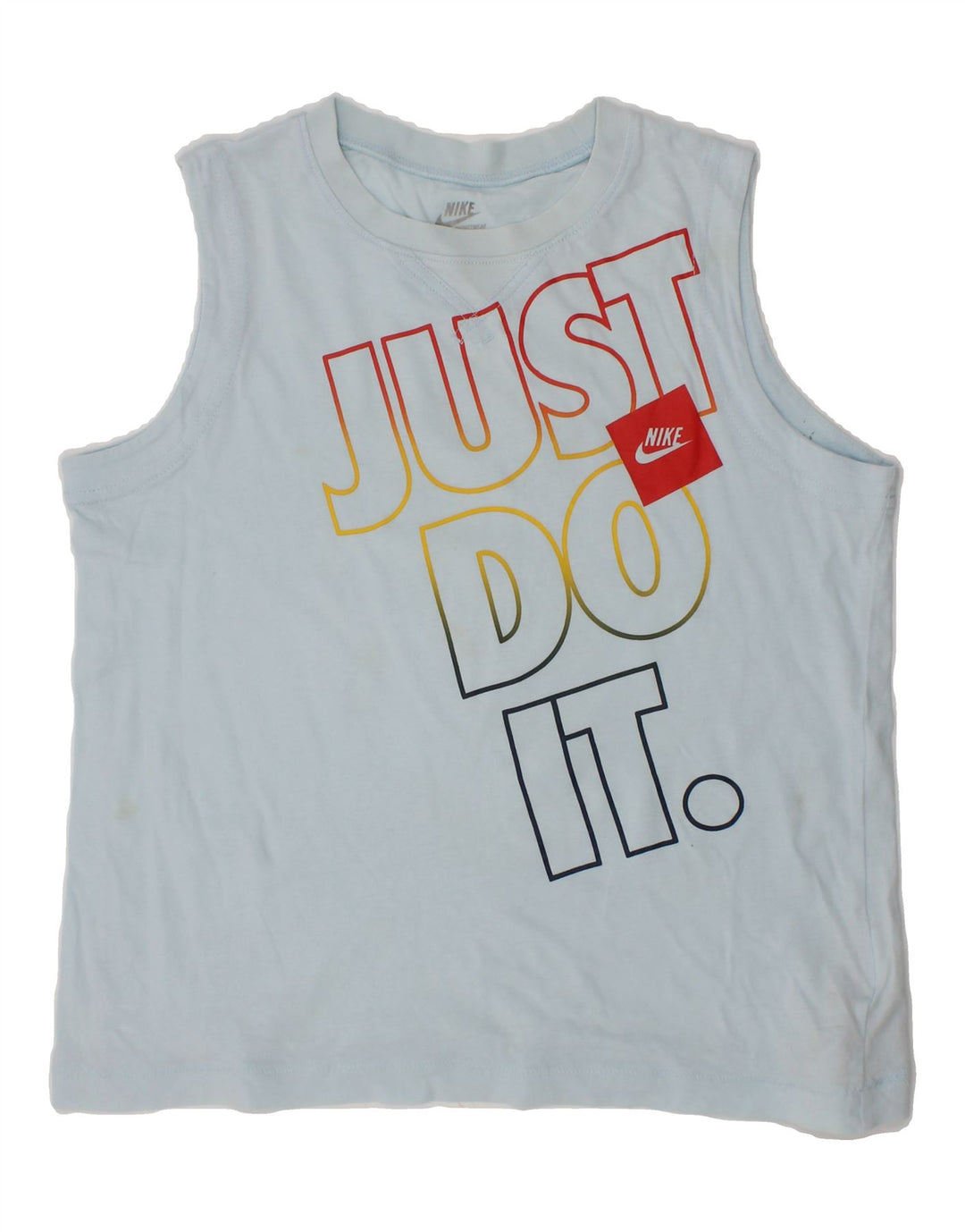 NIKE Boys Graphic Vest Top 6-7 Years Large Blue Cotton Vintage Nike and Second-Hand Nike from Messina Hembry 