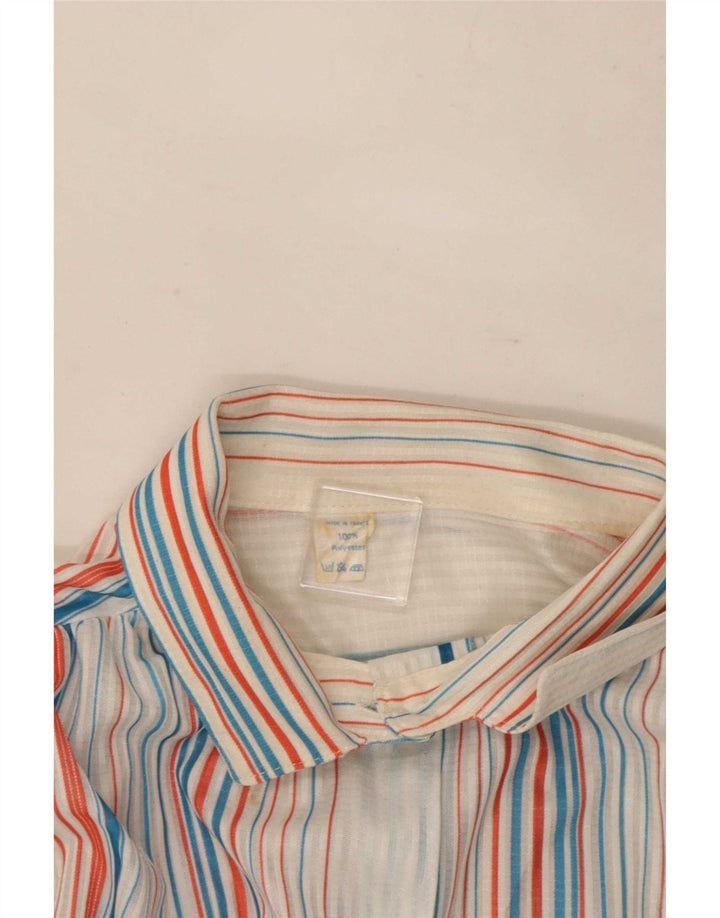 Vintage ženska košulja bluza UK 16 Veliki raznobojni prugasti poliester