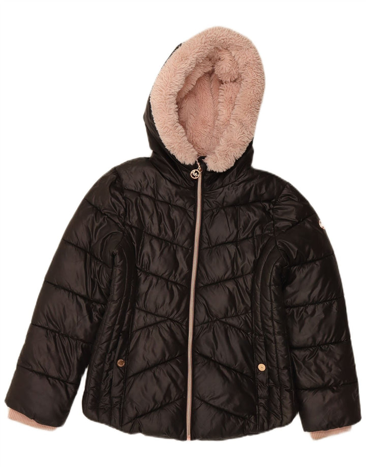 MICHAEL KORS Girls Hooded Padded Jacket 13-14 Years Black Polyester