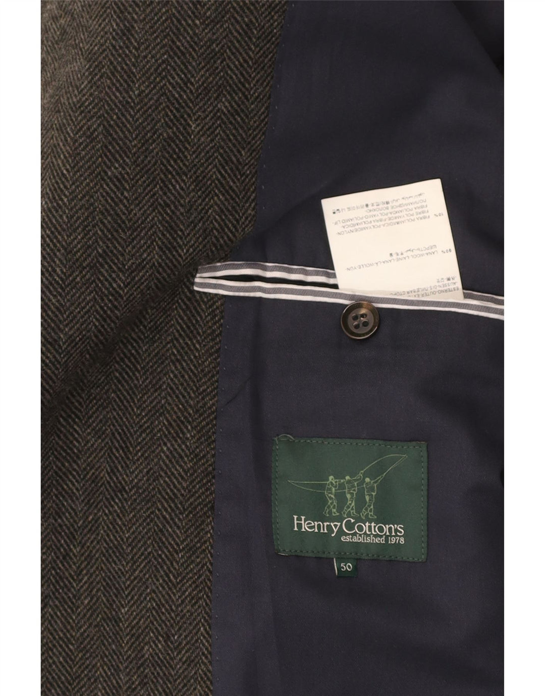 HENRY COTTONS Mens 3 Button Blazer Jacket IT 50 Large Grey Herringbone