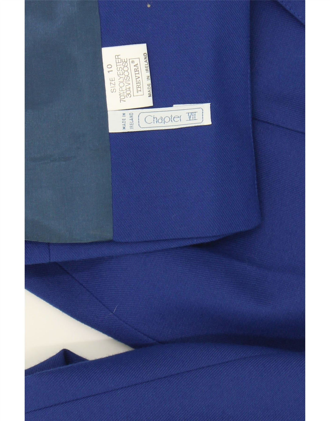 TREVIRA Womens 1 Button 2 Piece Skirt Set UK 10 Small W23  Blue Polyester Vintage Trevira and Second-Hand Trevira from Messina Hembry 