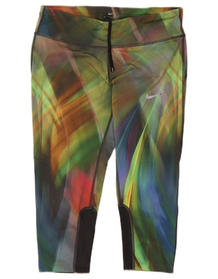 Nike Ženske Dri Fit Capri Leggings UK 14 srednje raznobojne boje na kravatu