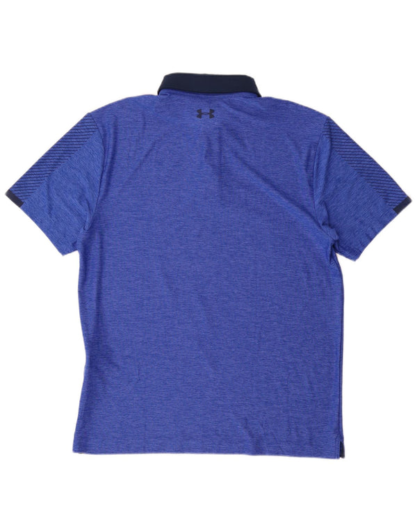 Under Armour Mens Heat Gear Polo Shirt Medium Blue Colourblock Polyester