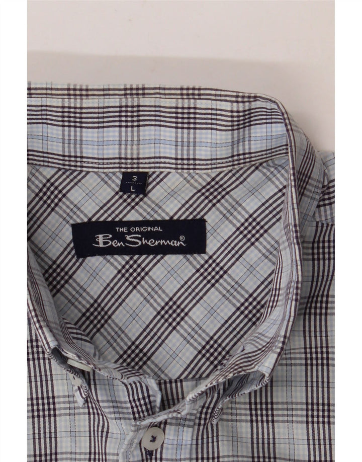 BEN SHERMAN Muška košulja kratkih rukava veliki plavi karo