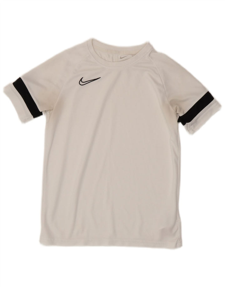 NIKE Boys Dri Fit T-Shirt Top 12-13 Years Large White Colourblock