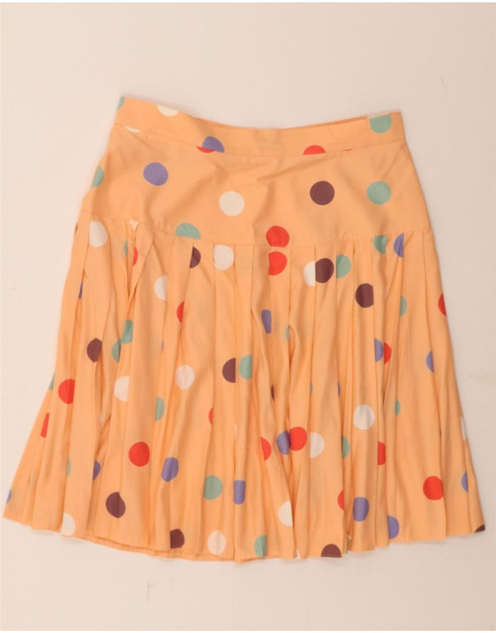 VINTAGE Womens High Waist Pleated Skirt UK 18 XL W32 Orange Polka Dot Vintage Vintage and Second-Hand Vintage from Messina Hembry 