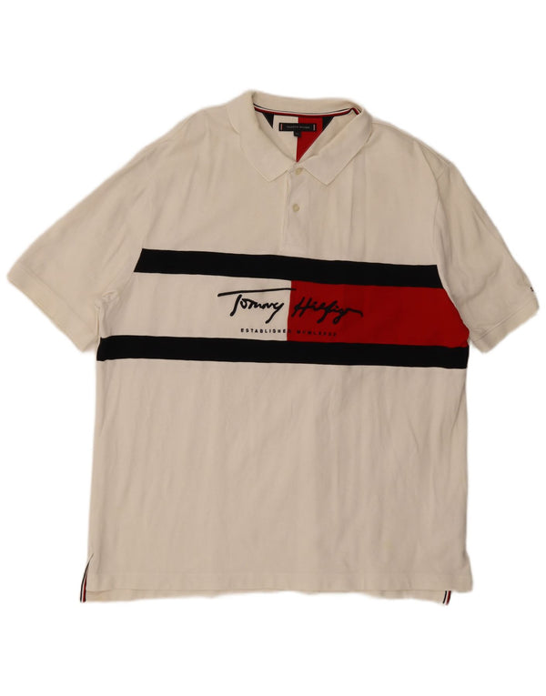 Tommy Hilfiger muška polo majica s grafičkim motivima 2XL bijeli pamuk u blokovima boja