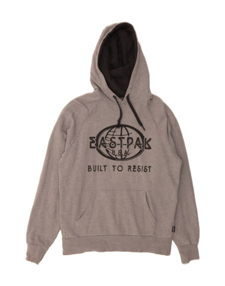 EASTPAK Mens Graphic Hoodie Jumper Medium Grey Cotton Vintage Eastpak and Second-Hand Eastpak from Messina Hembry 
