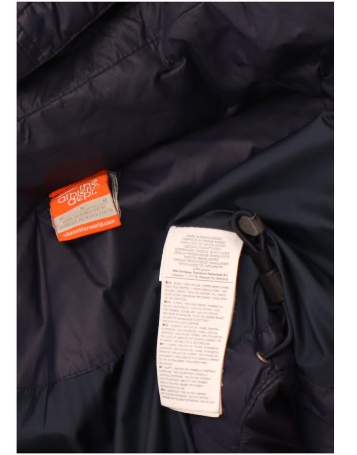 NIKE ženska podstavljena jakna s kapuljačom UK 14 srednje tamnoplava najlonska boja