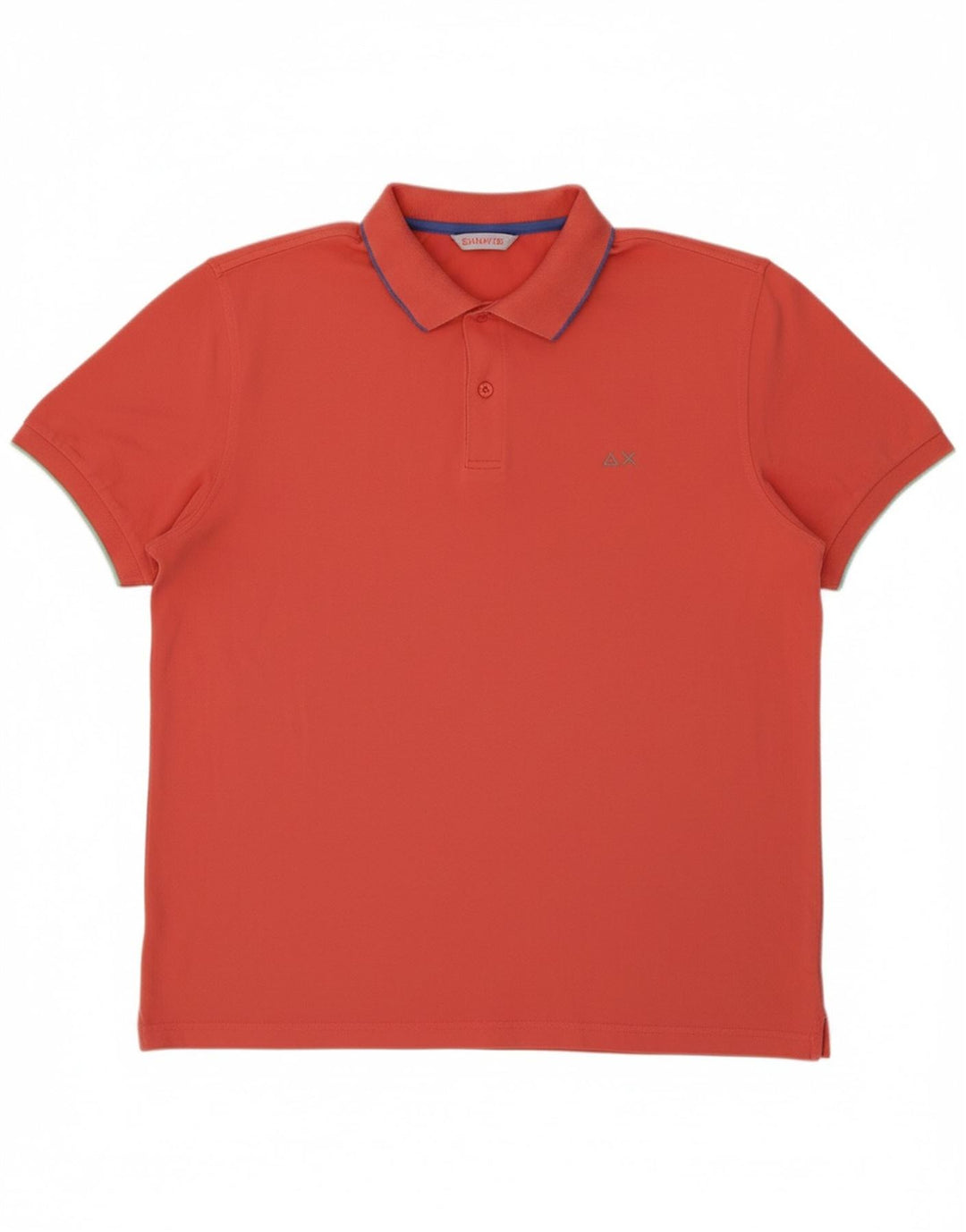 SUN68 Mens Polo Shirt Large Orange Cotton