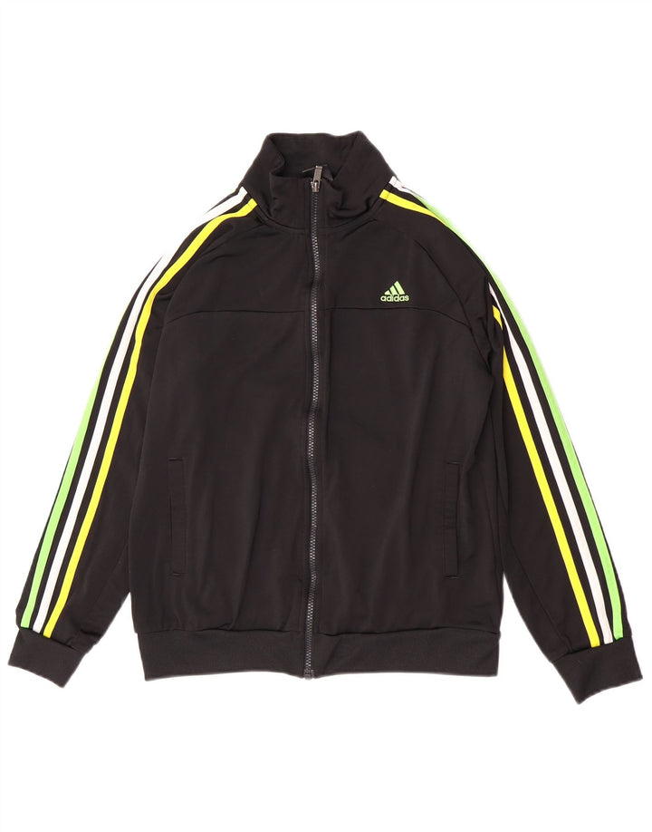 Gornja jakna od trenirke Adidas Climalite za dječake 13-14 godina, crni poliester