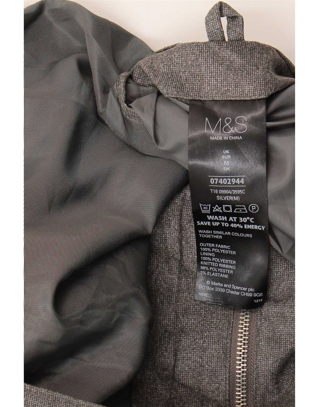 Marks & Spencer muška bomber jakna UK 38 srednje srebrni poliester