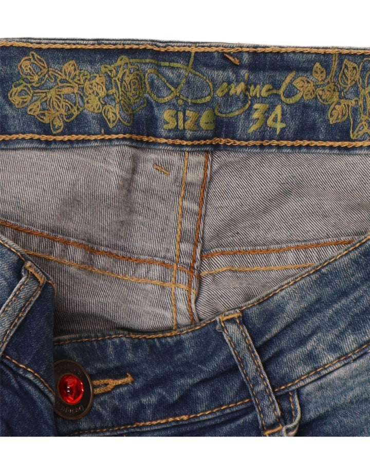 Ženske uske traperice Desigual niskog struka W34 L32 plavi patchwork